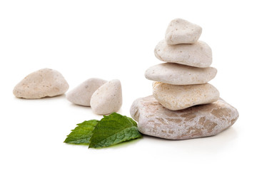 Fototapeta na wymiar Balancing stones on white.