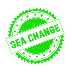 Sea Change green grunge stamp isolated