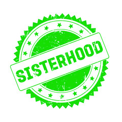 Sisterhood green grunge stamp isolated