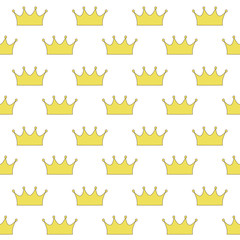 gold crown princess or queen on a white background seamless pattern vector