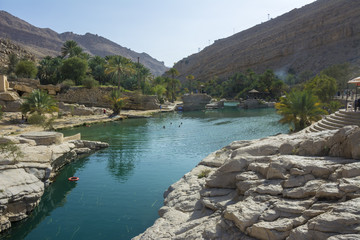 Fototapeta na wymiar Swimming in Wadi Bani Khalid