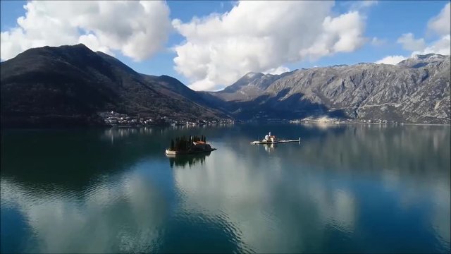 Flying over Perast and islands