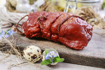 Smoked ham on the table