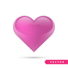 Realistic vector heart. Isolated on white. Valentines day greeting card background. 3D icon. Romantic vector illustration. Easy to edit design template for your artworks.