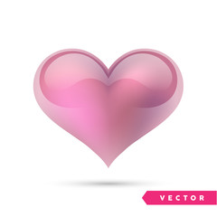 Realistic vector heart. Isolated on white. Valentines day greeting card background. 3D icon. Romantic vector illustration. Easy to edit design template for your artworks.