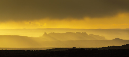 Evening storm and beautiful cloudscape in the Arches National Park, Utah