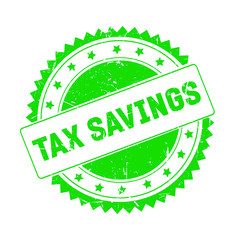 Tax Savings green grunge stamp isolated