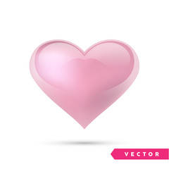 Realistic vector heart. Isolated on white. Valentines day greeting card background. 3D icon. Romantic vector illustration. Easy to edit design template for your artworks.