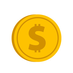 Gold coin with dollar sign icon in flat style on a white background vector illustration