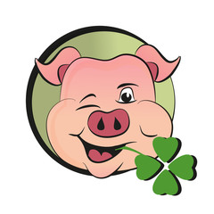 St patrick s day pig with green clover, design vector