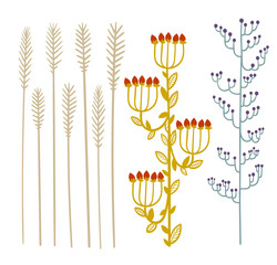 Set with floral elements and leaves.decorative elements for your design leaves swirls floral flat design style vector illustration