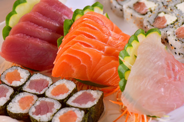 Japanese food plate on a restaurant table