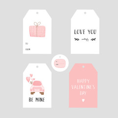 Set of square and round labels with vector illustrations for Valentine's Day  - 191682336