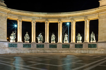 Fototapeta premium Heroes' Square ,Budapest, Hungary. Night.