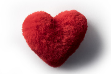 Heart shape red fluffy soft pillow or cushion for Valentine's day love