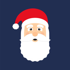 Flat icon Santa Claus isolated on blue background. Vector illustration.