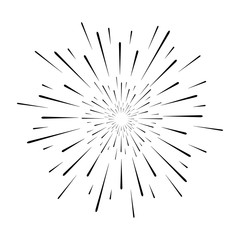 Abstract festive firework shape. Burst light rays. Exploding graphic element. Isolated on white background. Vector - 191685950