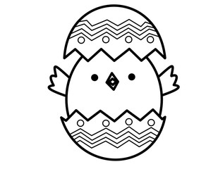 ヒヨコ(線画、殻上下、模様)