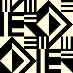 Seamless monochrome geometry vector pattern. Abstract ornament in art deco style.
