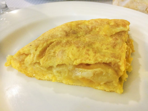 Portion of spanish omelet in the plate