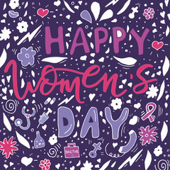 Beautiful card design for happy women's day celebration. Postcar