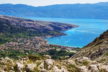 Stadt Baska von oben