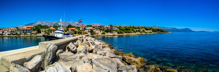 Beautiful landscape of Croatia, Croatia coast, sea and mountains. Panorama