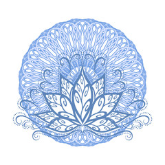 Lotus and mandala. Vector image of a stylized Lotus flower in vintage style with the mandala.