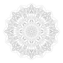Decorative floral ornament in East style. Flower Mandalas. A template for coloring.