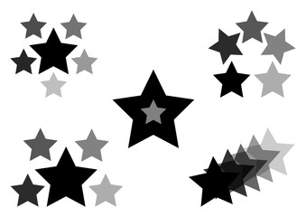 Black set of icons with stars, vector illustration