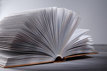 An open book with the pages fanned