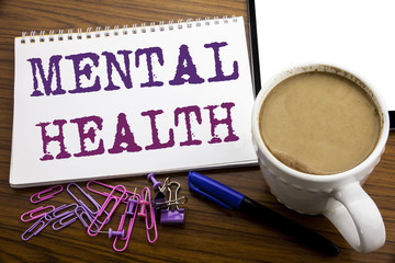 Hand writing text caption inspiration showing Mental Health. Business concept for Anxiety Illness...
