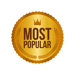 Vector Most Popular Gold Sign, Round Label