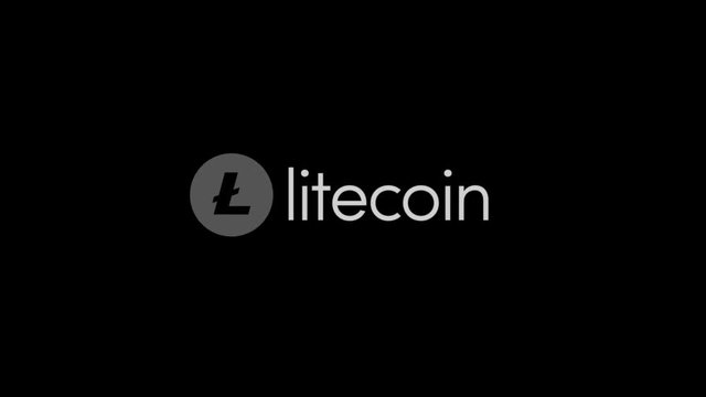 Abstract animation of Litecoin LTC digital currency symbol. Digital cryptocurrency Litecoin sign on black background. video animation