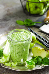 Smoothie of fresh green apple, celery and spinach