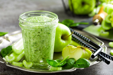 Smoothie of fresh green apple, celery and spinach