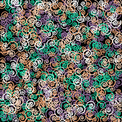 Vector Confetti Background Pattern. Element of design. Color spirals on a black background
