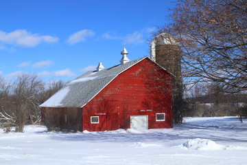 Red barn with snow 2