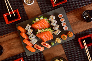 Mix of Japanese Food up view