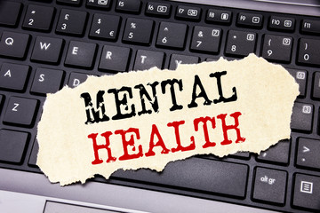 Writing text showing Mental Health. Business concept for Anxiety Illness Disorder written on sticky...