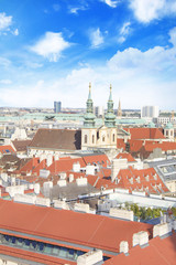 View of the city from the observation deck of St. Stephen's Cathedral in Vienna, Austria