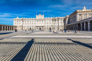 Fototapeta na wymiar Royal Palace of Madrid is the official residence of the Spanish Royal Family at the city of Madrid, Spain