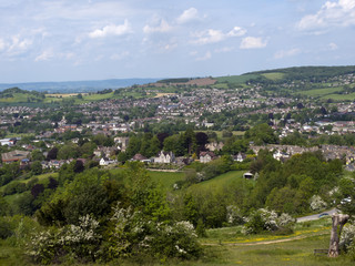 Fototapeta na wymiar England, Cotswolds, Gloucestershire, view over Stroud and its valleys from Rodborough Common