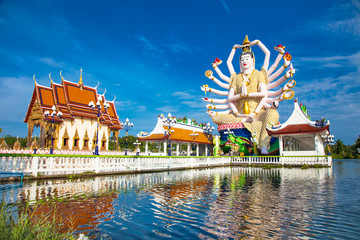 Wat Plai Laem temple with 18 hands God statue (Guanyin) , Koh Samui, Thailand.