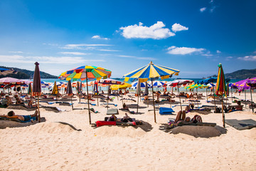 Tourists at Patong beach in Phuket, Thailand.