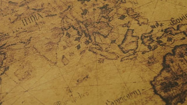 JAKARTA - Indonesia. February 08, 2018: Retro world map of Australia, Asia, Middle Eastern, and Africa with compass
