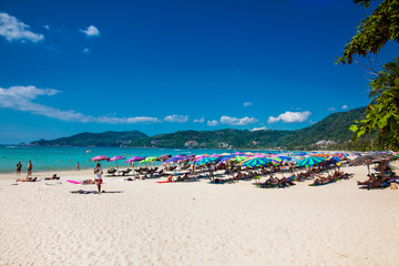 Tourists at Patong beach in Phuket, Thailand.