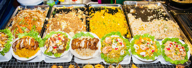  Fresh delicious food  in a public street restaurant, Phuket, Thailand.