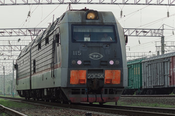 Fototapeta na wymiar Electric locomotive 2es5k. Vladivostok