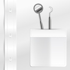 Dentistry tools in shirt pocket